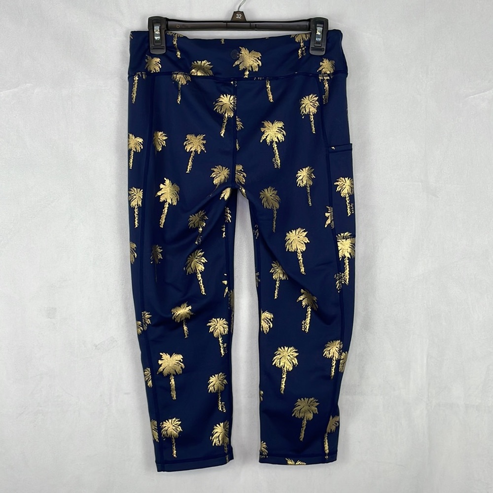 Lilly Pulitzer Navy Leggings with Gold Palm Print - Picture 6 of 16